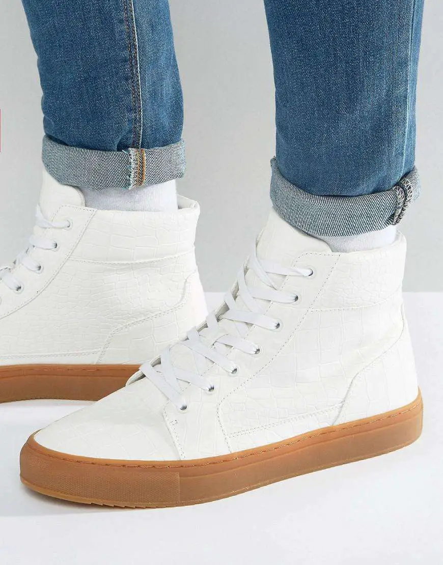 ASOS High Top Trainers In White With Gum Sole for Men