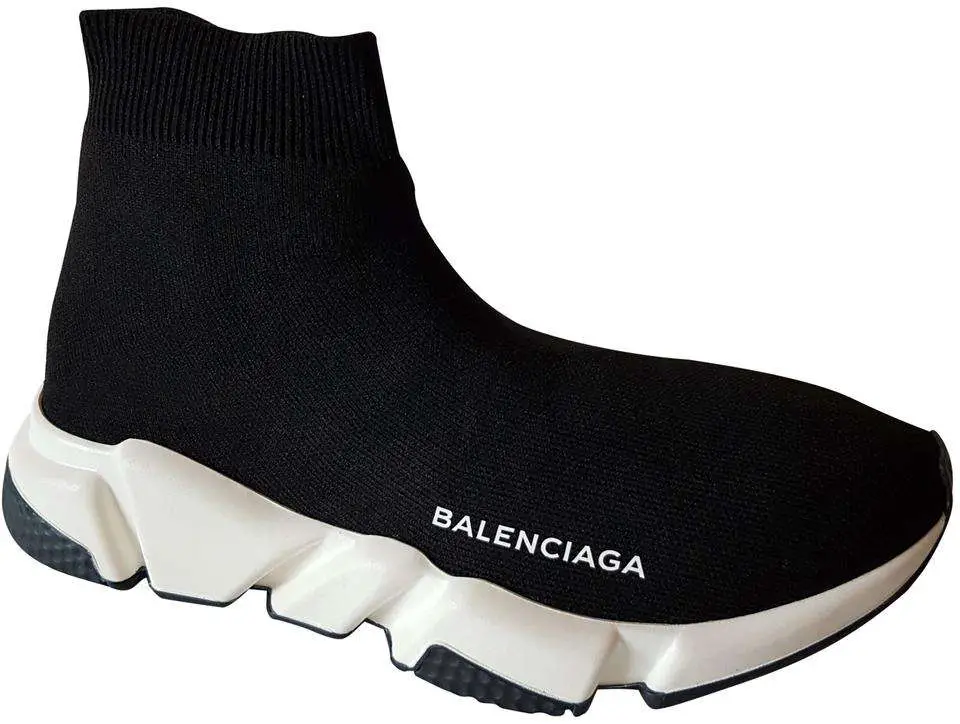 Balenciaga Black Women Speed High Top Sock Stretch Knit 42 Sneakers ...