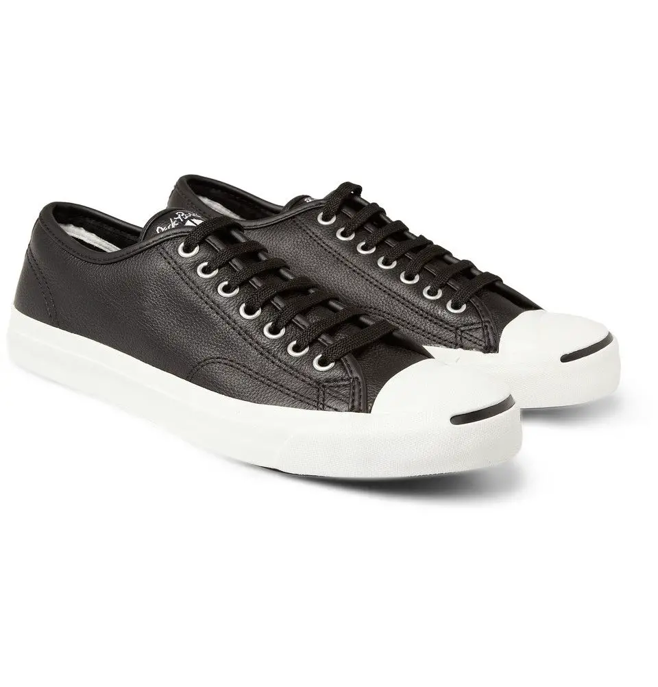 Black leather Converse Jack Purcell