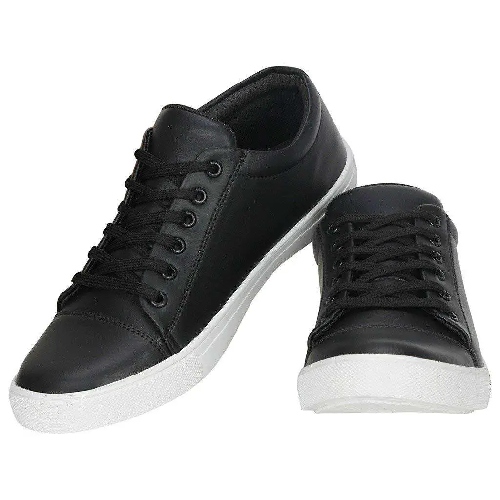 Black Synthetic Leather Sneakers for Mens &  Boys