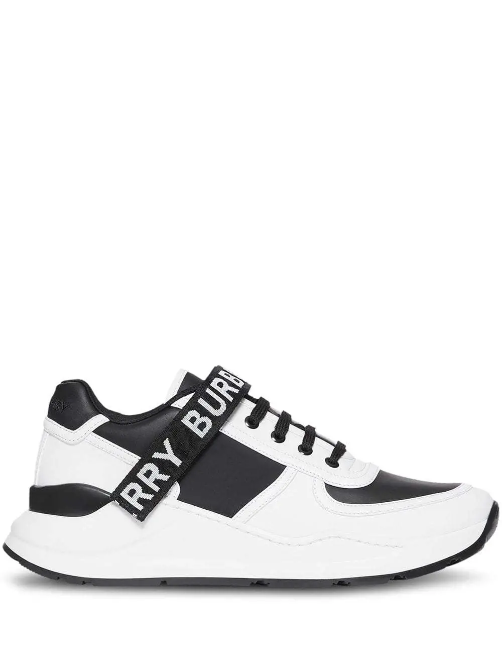 Burberry Leather And Fabric Black And White Sneakers With ...