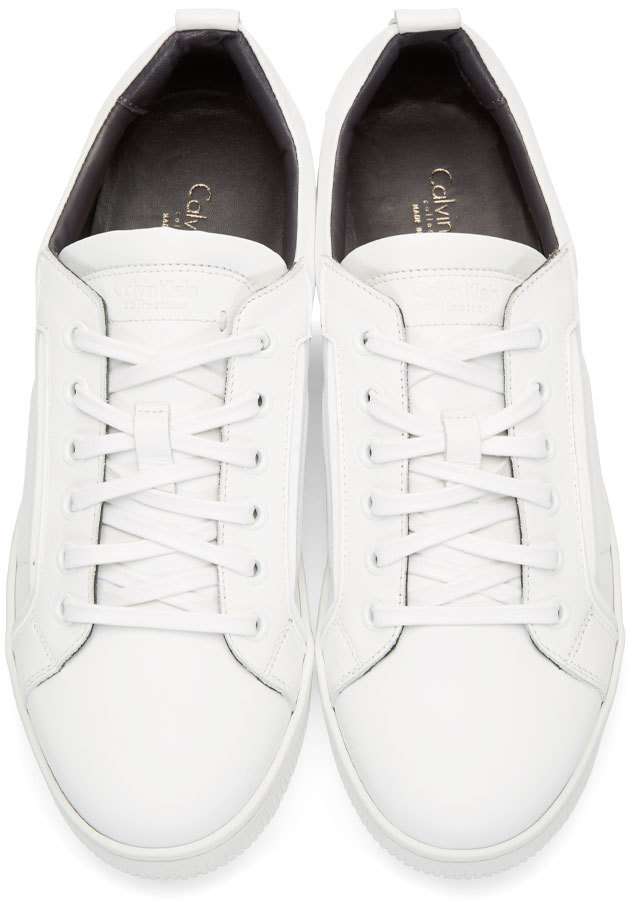 Calvin Klein White Leather Low_top Sneakers for Men