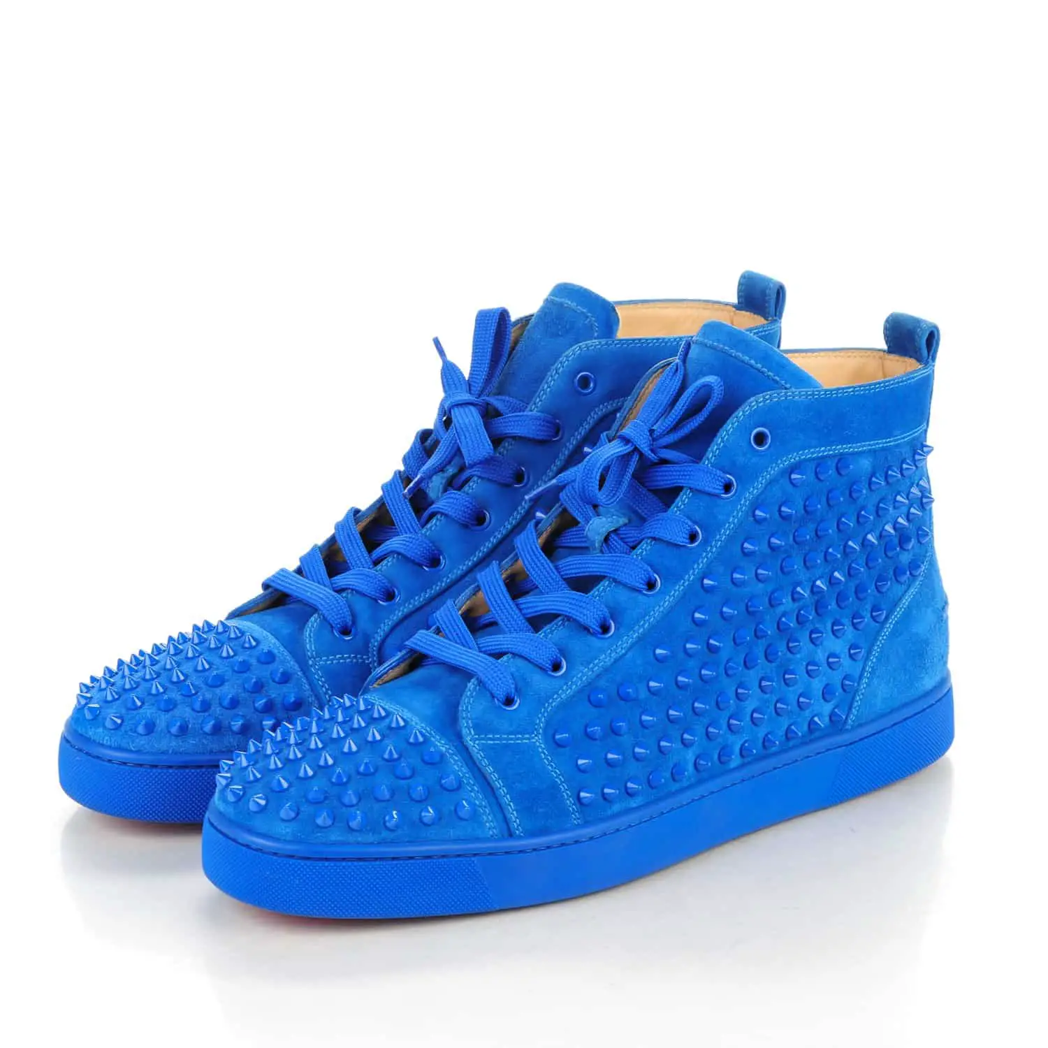 CHRISTIAN LOUBOUTIN Mens Suede Louis Spikes Flat Sneakers 47 Electric ...