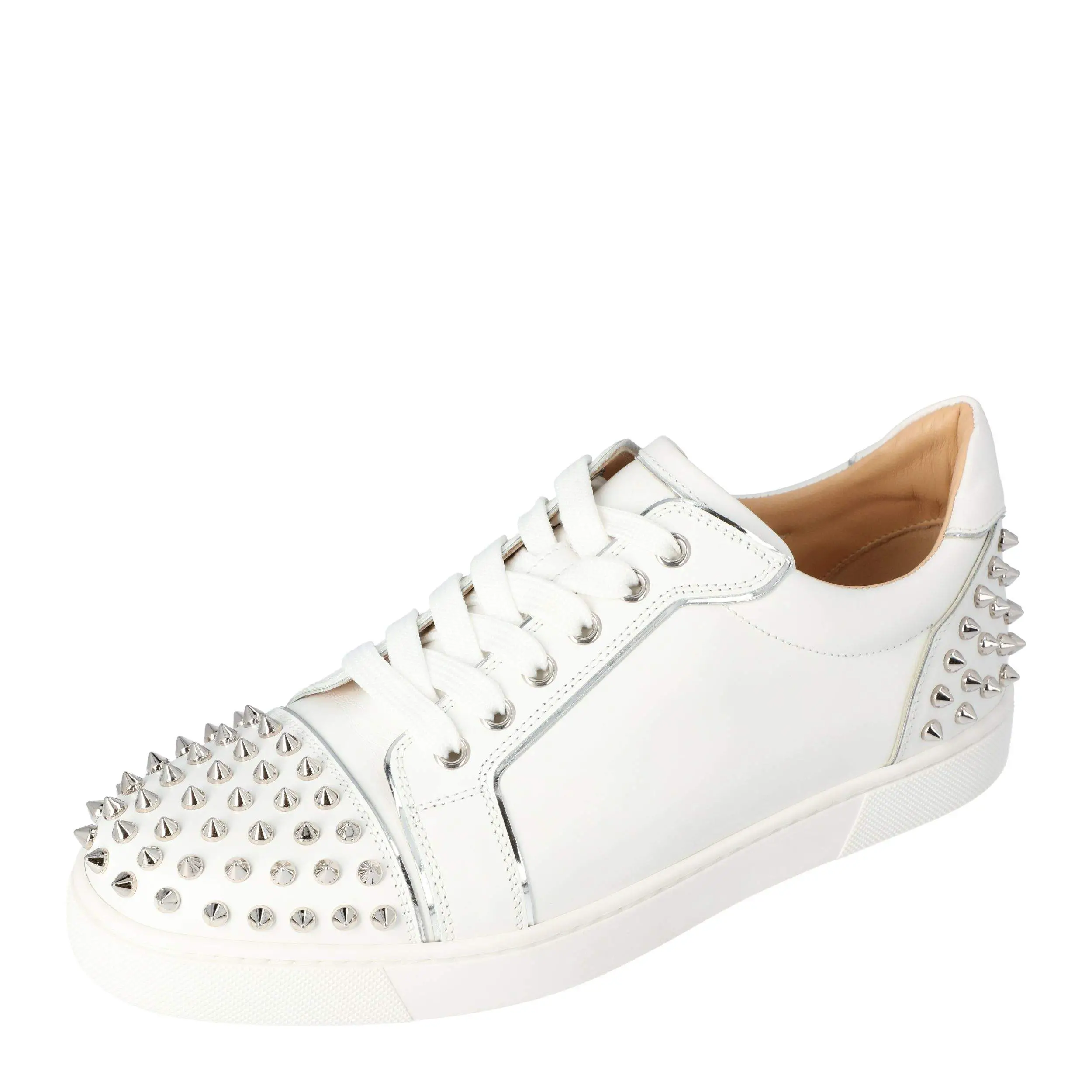 Christian Louboutin White Leather Vierissima Spikes Sneakers Size 37 ...