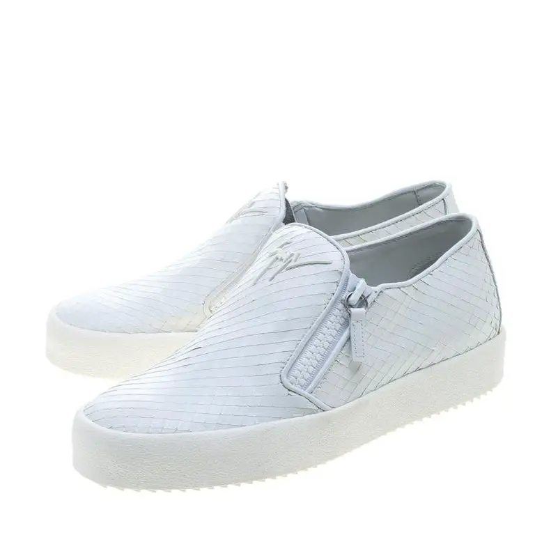 Giuseppe Zanotti White Textured Leather Platform Slip On Sneakers Size ...