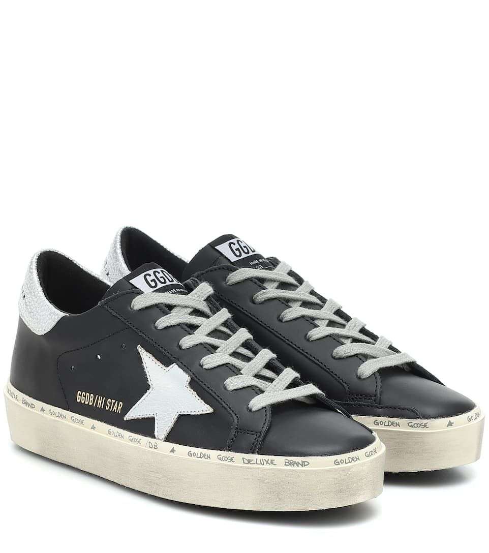Golden Goose Black And Silver Leather High Star Sneakers ...