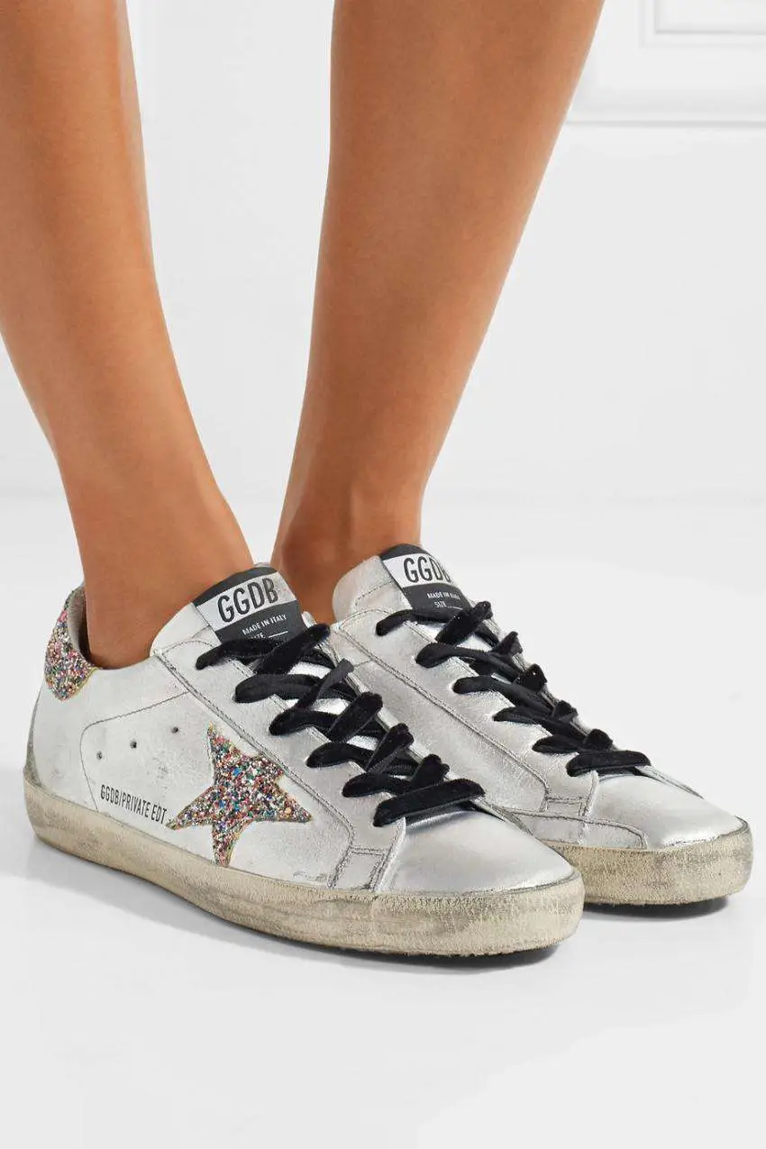 Golden Goose Deluxe Brand Womens Superstar glittered distressed leather ...