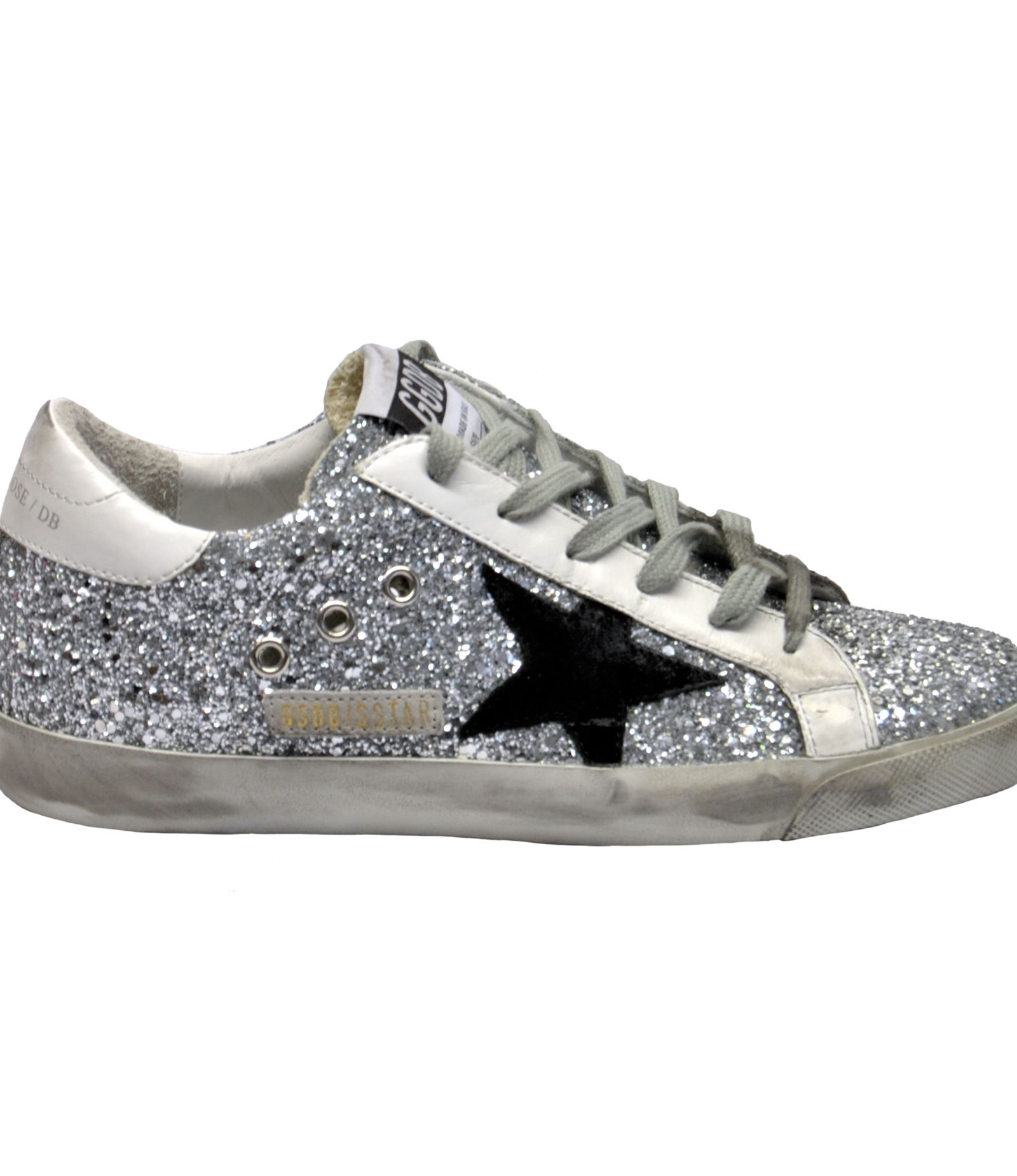 Golden Goose Glitter Embellished Sneakers In Silver ...