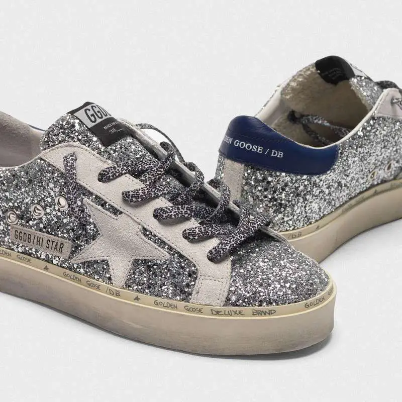 Golden Goose Hi Star Sneakers With Glitter White Star And Leopard Print ...