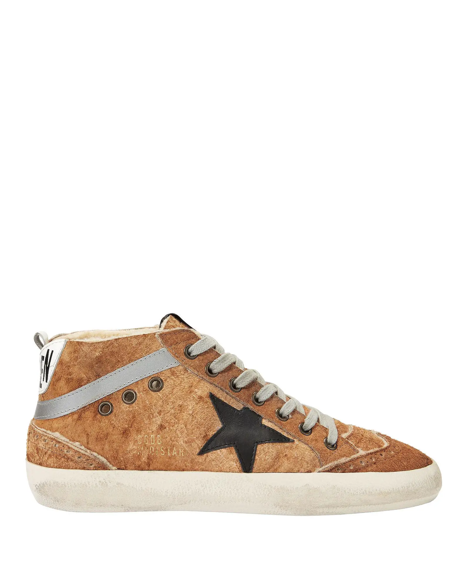 Golden Goose Mid Star Brown Leather And Shearling Sneakers