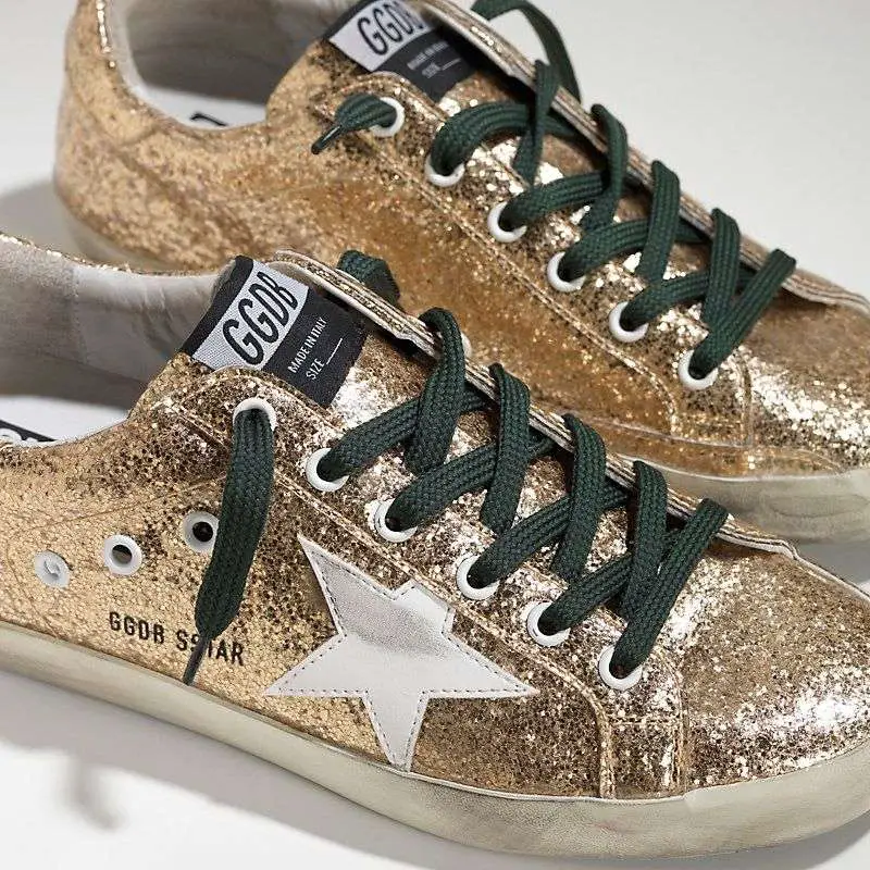 Golden Goose Super Star Sneakers Gold Glitter/ Emerald Lace â Ruby and ...