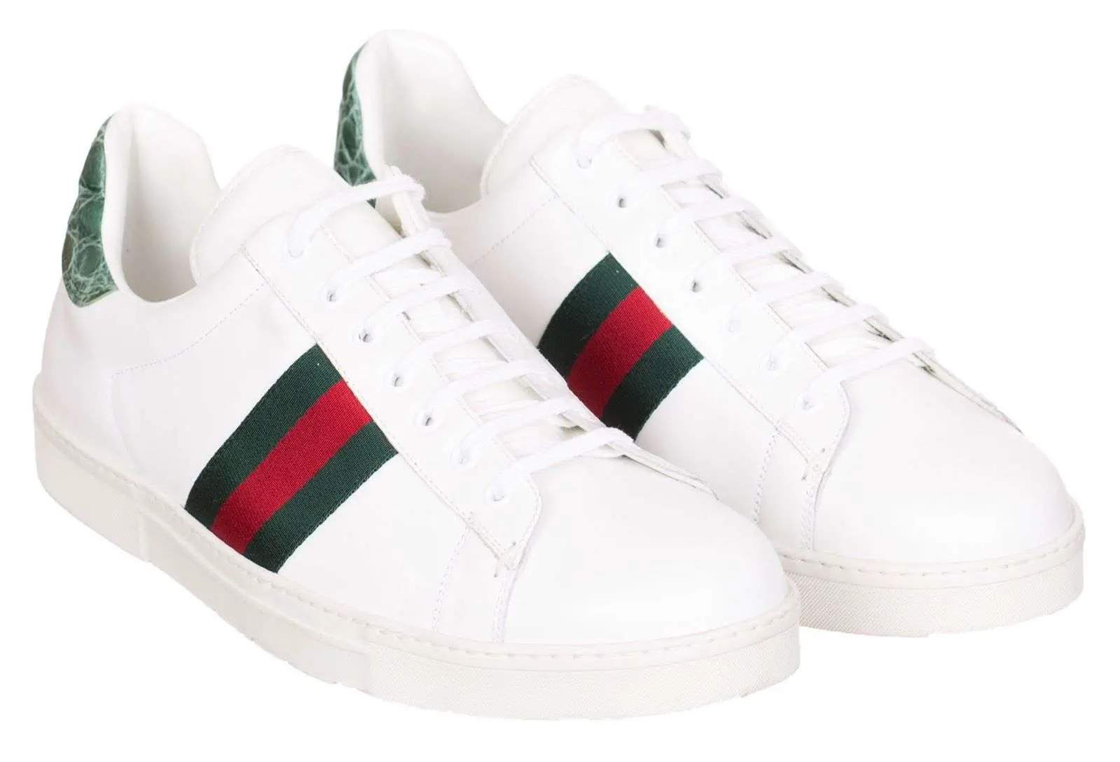 Gucci White Leather Lace Up Web Stripe Sneakers Tennis ...