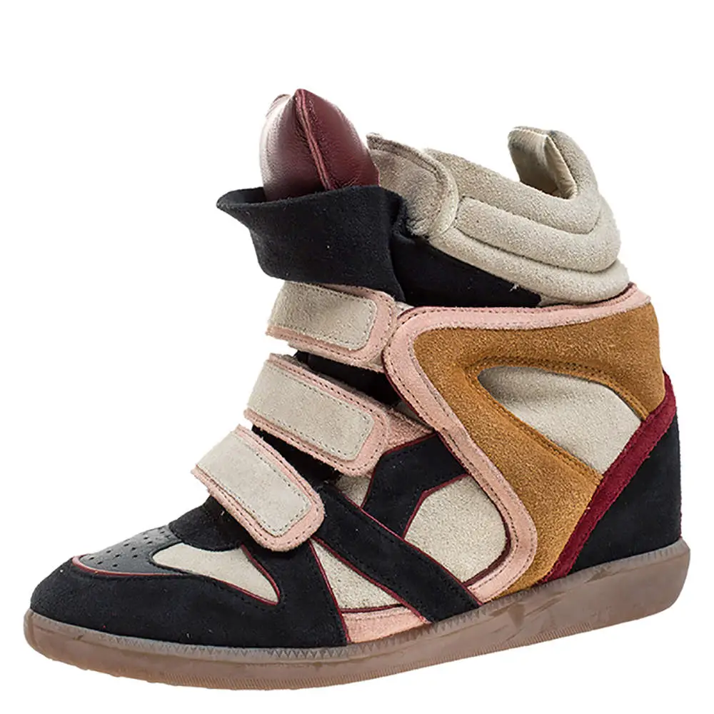 Isabel Marant Multicolor Suede And Leather Bekett Wedge Sneakers Size ...