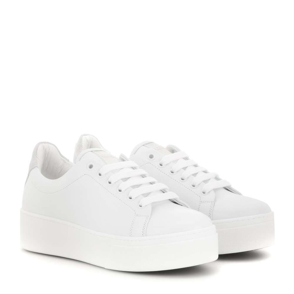 Kenzo Platform Leather Sneakers in White