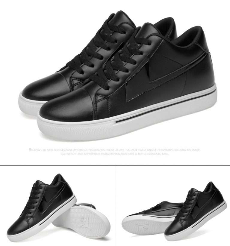 Mens Black Leather Elevator Sneakers  Shoes That Make You ...