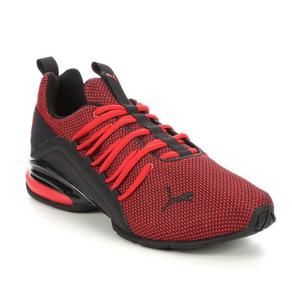 Mens Puma Axelion red and black Mesh Sneaker in 2021