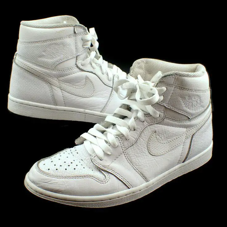Nike Air Jordan 1 Retro OG High Top Sneakers Solid All White Perforated ...