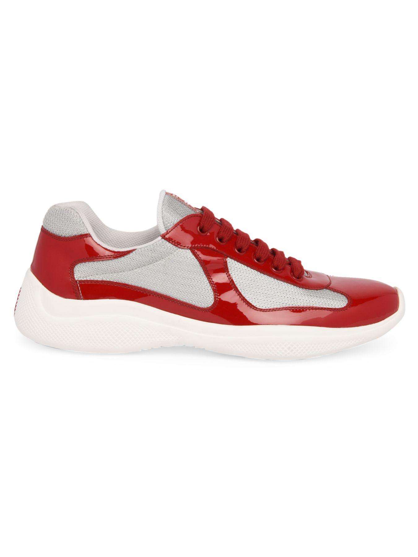 Prada Leather Americas Cup Sneakers in Red for Men