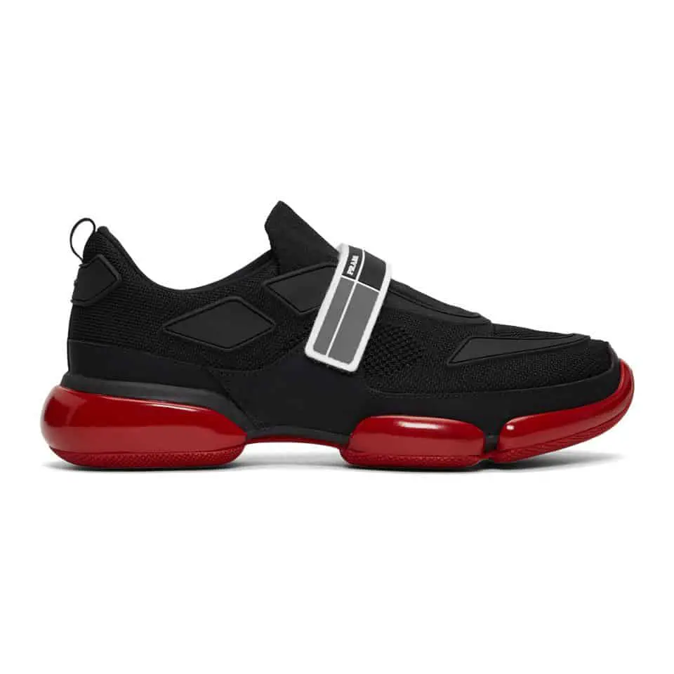 Prada Leather Black And Red Cloudbust Sneakers for Men