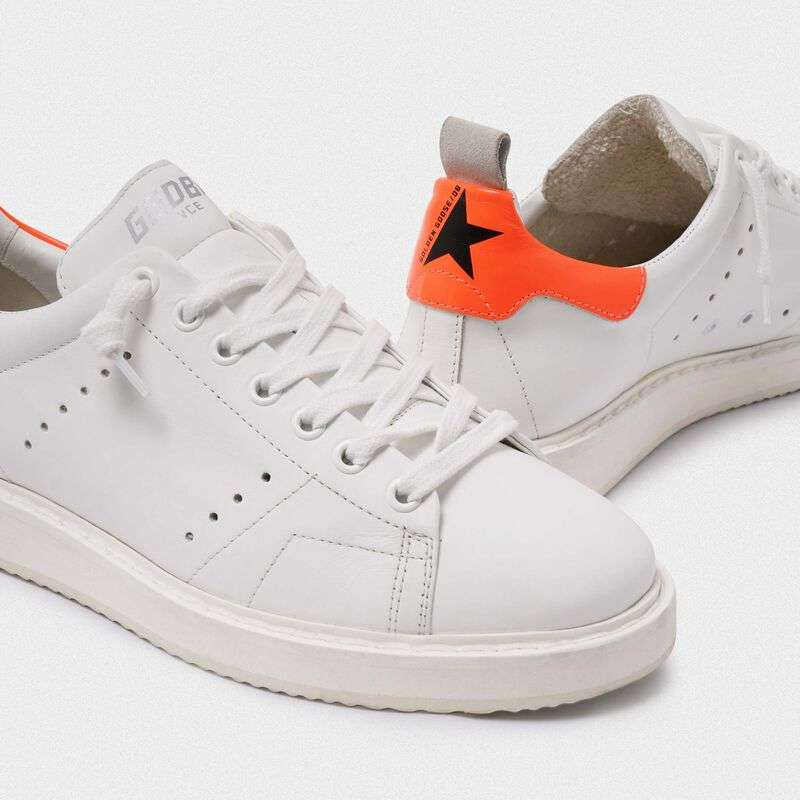 Starter White Starter sneakers with fluorescent orange heel tab ...