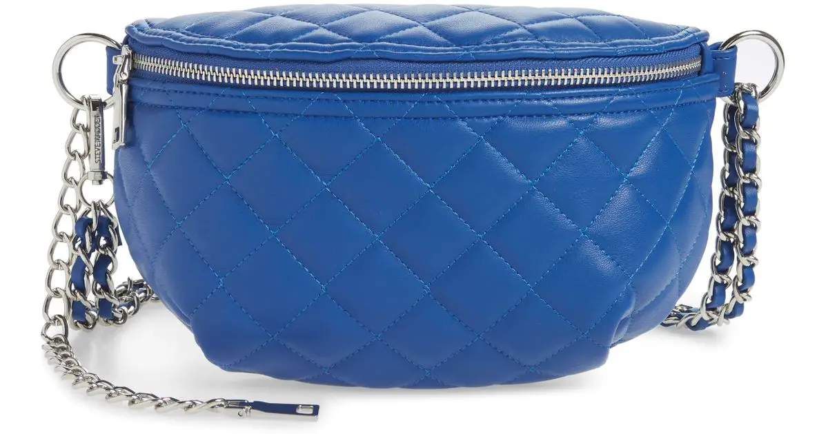 Steve Madden Quilted Faux Leather Fanny Pack in Blue