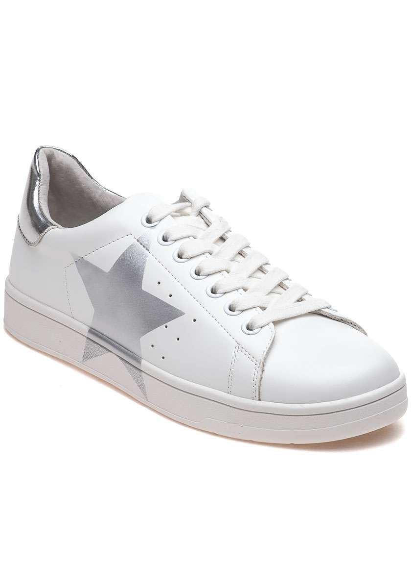 Steve madden Rayner White And Silver Star Sneaker in White ...