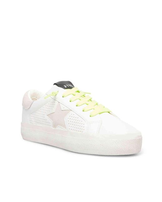 Steve Madden Starling Flatform Sneaker in White/Lime Green (White)