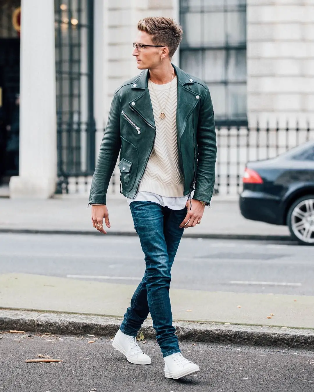 Street style from Mens Fashion Week. Wearing converse white trainers ...