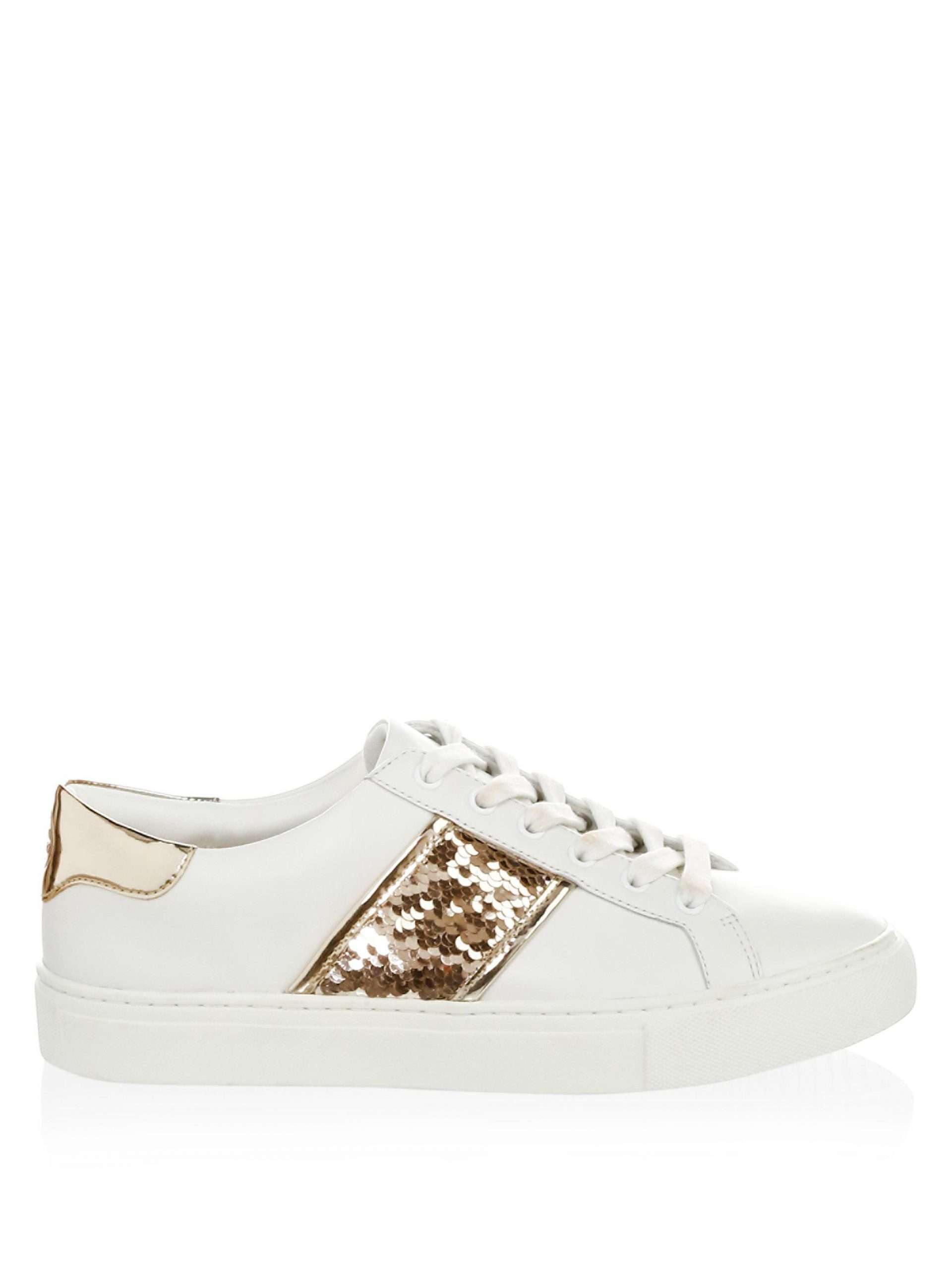 Tory Burch Carter Sequin Leather Sneakers in White