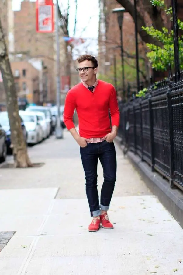 Which color shirts and pants matches with red shoes for ...